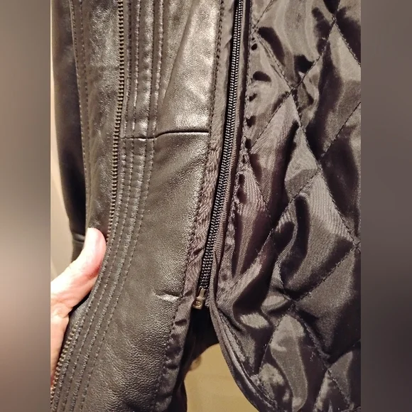 BROMLEY SPORT Snaps Zips Lining Removable Men's Black 100% Leather Jacket XL
